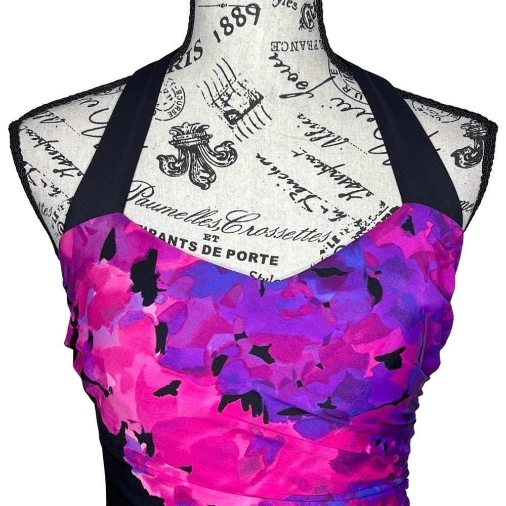 Lands' End Women's Black Pink Purple Floral Print One Piece Athletic Swimsuit 6 - Picture 5 of 15